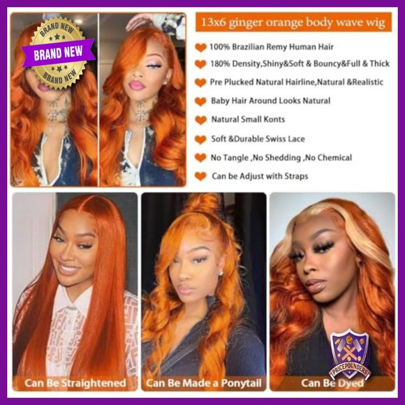 26 Inch 13x6 Lace Front Wig Human Hair Body Wave 180% Density Glueless main image 6